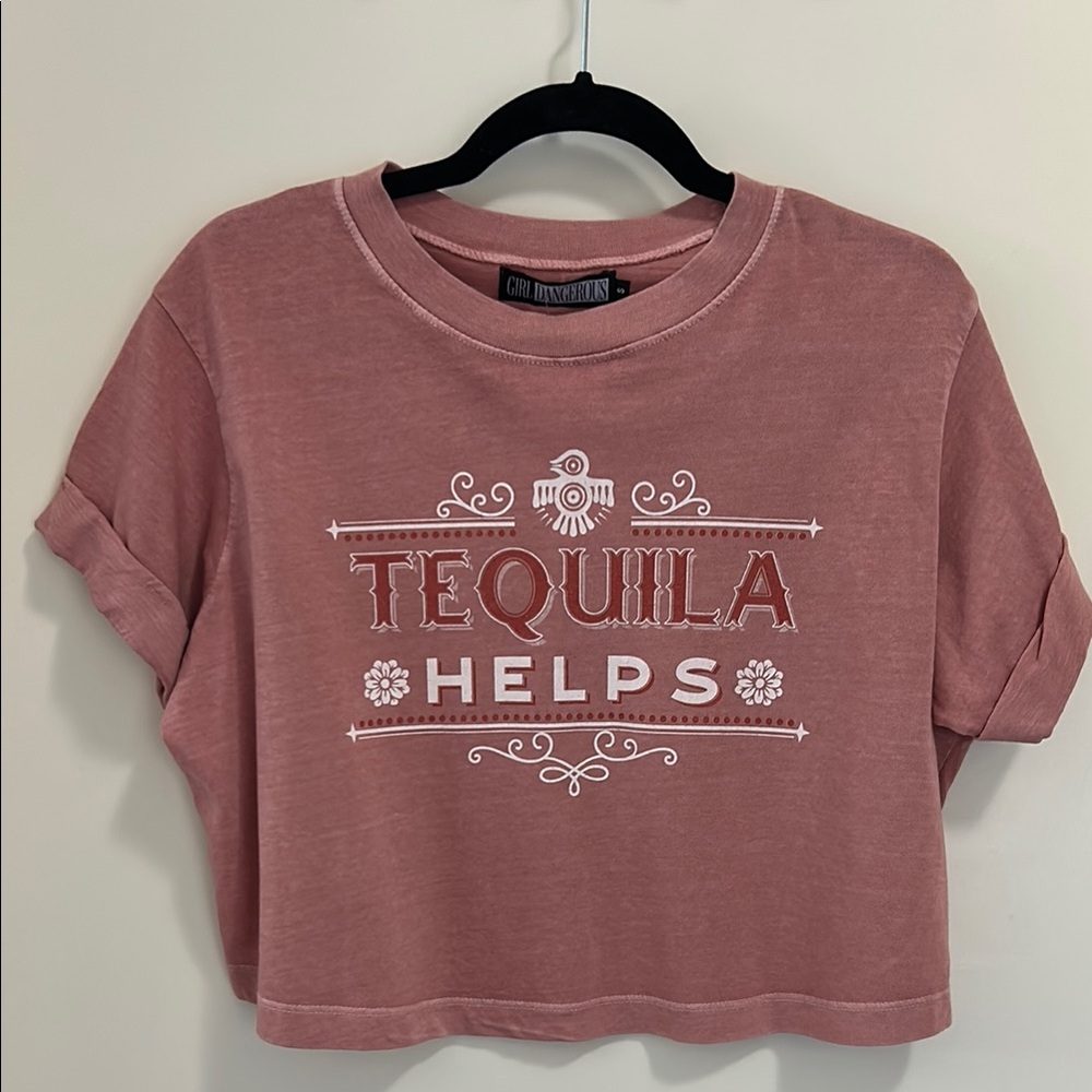 NWT: Tequila Helps Women's Pink Crop Top